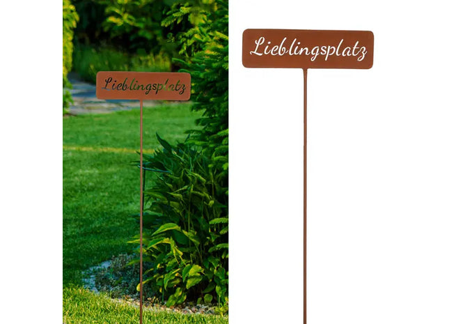 Rostiger Gartenstecker 'Lieblingsplatz', 110 cm – Charmante Gartendeko TK Gruppe® Grosshandel 