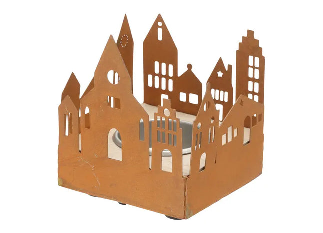 Rostiger Teelichthalter, Antik-Finish, Durchmesser ca. 7cm - Gemütliche Kerzendeko TK Gruppe® Grosshandel 