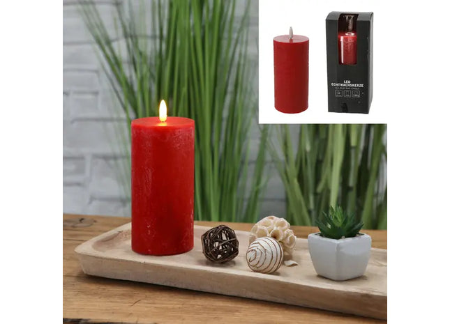 Rostrote LED Kerze 'New Flame', Groß, 7,5x15cm - Antik Stil Deko TK Gruppe® Grosshandel 