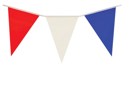 Rot-Weiß-Blaue Wimpelkette, 7M, 25 PVC-Wimpel, 20 x 30 cm, Wetterfest TK Gruppe® Grosshandel 