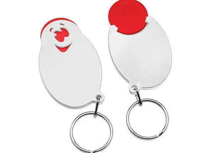 Rot-Weißer Einkaufswagenchip-Halter mit 1€ Chip TK Gruppe® Grosshandel 
