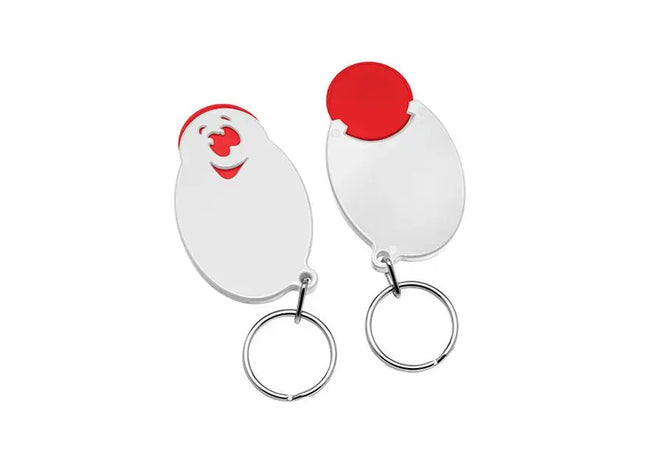 Rot-Weißer Einkaufswagenchip-Halter mit 1€ Chip TK Gruppe® Grosshandel 