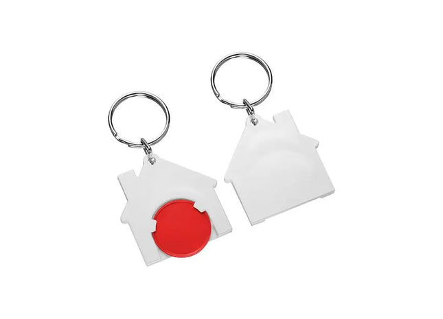 Rot-Weißer Hausform 1€-Chip Schlüsselanhänger – Charmant & Nützlich TK Gruppe® Grosshandel 