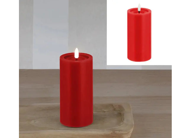Rot leuchtende LED Echtwachskerze SHINE, Maße 7,5x15 cm - Stimmungsvolles Licht TK Gruppe® Grosshandel 