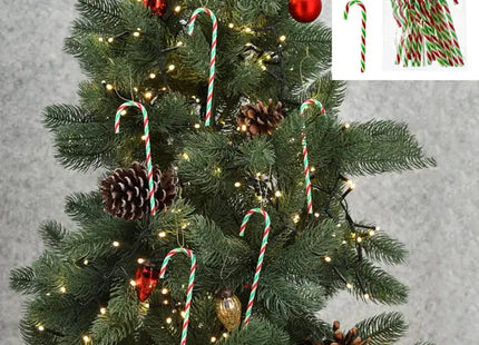 Dekorative Weihnachtsstange, Grün/Weiß/Rot, 15er-Set, ca. 12cm Höhe TK Gruppe® Grosshandel 