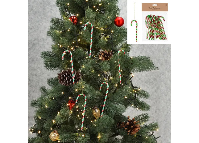 Dekorative Weihnachtsstange, Grün/Weiß/Rot, 15er-Set, ca. 12cm Höhe TK Gruppe® Grosshandel 