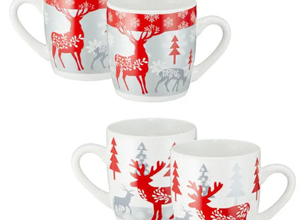 Weihnachtsbecher in Silber/Rot, Bauchig, 2er-Set, 350ml, 12x9cm TK Gruppe® Grosshandel 