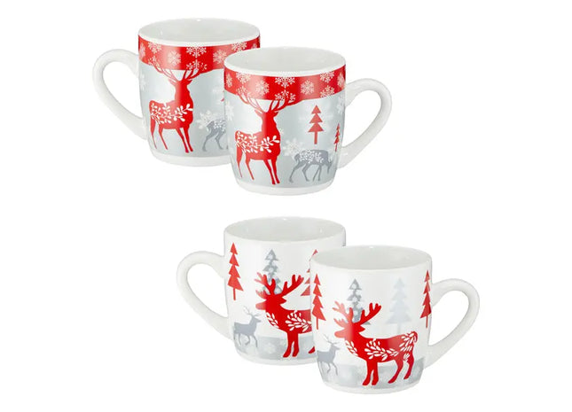 Weihnachtsbecher in Silber/Rot, Bauchig, 2er-Set, 350ml, 12x9cm TK Gruppe® Grosshandel 