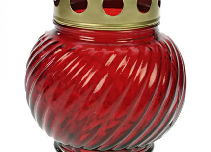 Rote Gedenklampe aus Glas, 13.5x9.5 cm, Friedhofslicht TK Gruppe® Grosshandel 