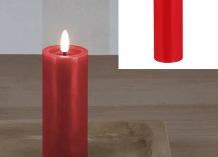 Rote LED Echtwachskerze SHINE, kompakt 5x12,5 cm - Gemütliches Lichtambiente TK Gruppe® Grosshandel 
