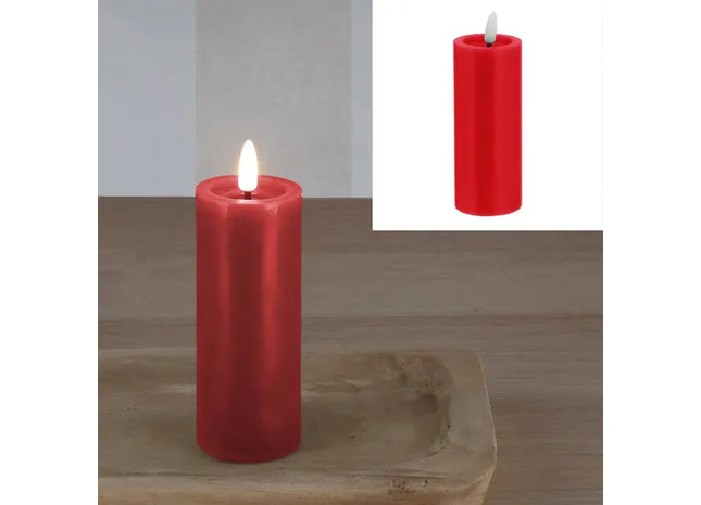 Rote LED Echtwachskerze SHINE, kompakt 5x12,5 cm - Gemütliches Lichtambiente TK Gruppe® Grosshandel 