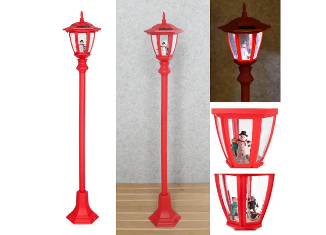 Rote LED-Solar-Weihnachtslaterne, Festliche Beleuchtung, 105cm TK Gruppe® Grosshandel 