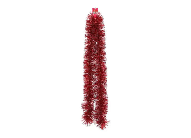 Rote Lametta Girlande, ca. 12x200 cm – Leuchtende Festtagsdekoration TK Gruppe® Grosshandel 