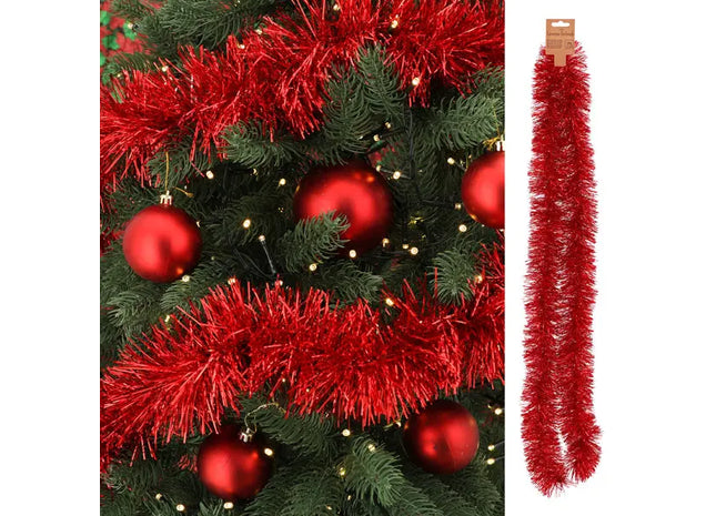 Rote Lametta Girlande, ca. 9x200 cm – Klassische Weihnachtsdekoration TK Gruppe® Grosshandel 