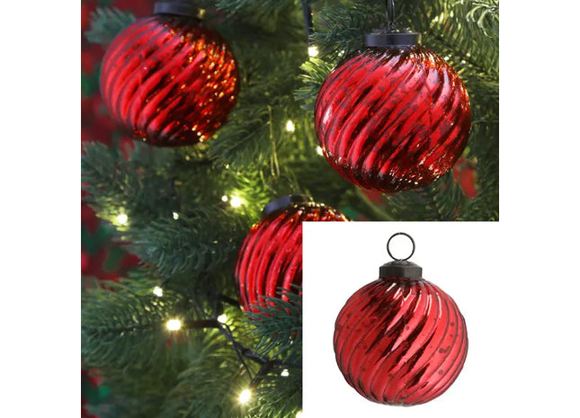 Rote Raute Christbaumkugel, Durchmesser 8 cm - Festlicher Baumschmuck TK Gruppe® Grosshandel 