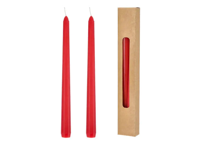Rote Stabkerzen, 25cm, 2er Set - Elegantes Akzentlicht für Tische TK Gruppe® Grosshandel 