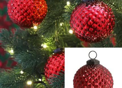 Rote Swirl Christbaumkugel, Durchmesser 8 cm - Festliche Baumschmuck TK Gruppe® Grosshandel 