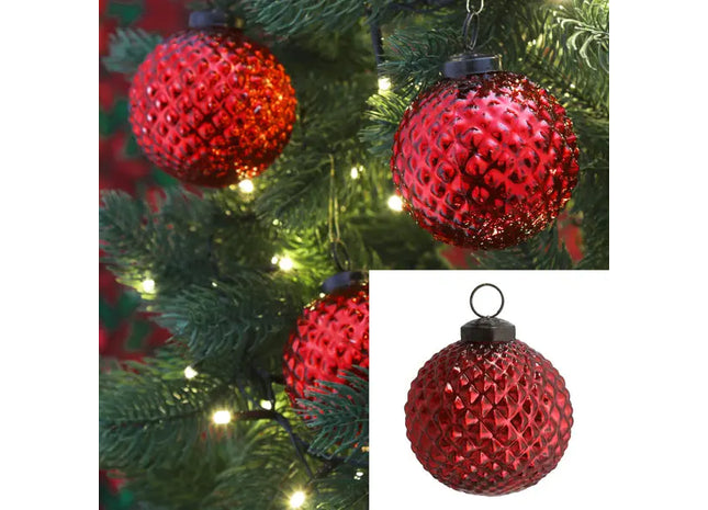 Rote Swirl Christbaumkugel, Durchmesser 8 cm - Festliche Baumschmuck TK Gruppe® Grosshandel 