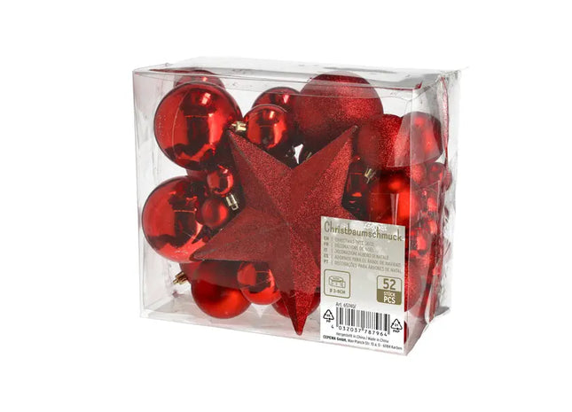 Roter Christbaumkugel-Mix - 52er Set Festliche Schmuckstücke TK Gruppe® Grosshandel 