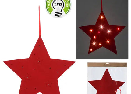 Roter Filz-LED-Stern zum Aufhängen, ca. 45cm - Beleuchtete Weihnachtsdekoration TK Gruppe® Grosshandel 
