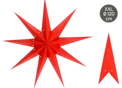 Roter XXL Papierstern, 9 Zacken, Durchmesser 120cm, Dekorative Größe TK Gruppe® Grosshandel 