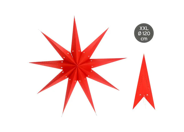 Roter XXL Papierstern, 9 Zacken, Durchmesser 120cm, Dekorative Größe TK Gruppe® Grosshandel 