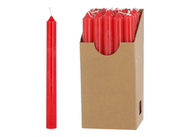 Rubinrote Stabkerzen, 22cm, 20er Pack im Display - Edle Beleuchtung TK Gruppe® Grosshandel 