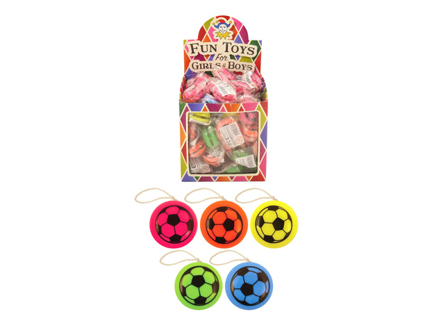 Rückkehr-Top Fußball-Yo-Yo 3,8 cm, 5 verschiedene Farben, Geschicklichkeitspielzeug für Kinder TK Gruppe® Grosshandel 