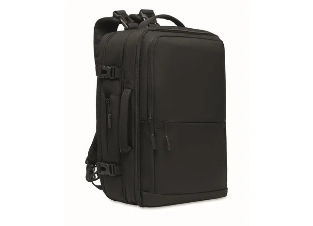 Rucksack 600D RPET SOPHIS - schwarz - nachhaltiger und vielseitiger Begleiter für Alltag und Reisen TK Gruppe® Grosshandel 