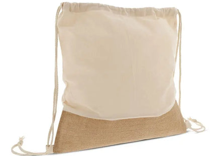 Rucksackbeutel aus Jute mit Baumwollschnüren 38x41cm - ecru, robust und umweltfreundlich TK Gruppe® Grosshandel 