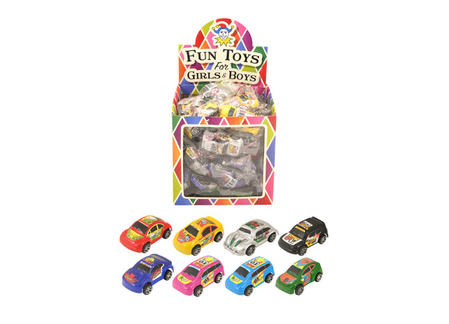 Rückziehauto - 6 cm, 8 Designs, 8 verschiedene Farben TK Gruppe® Grosshandel 