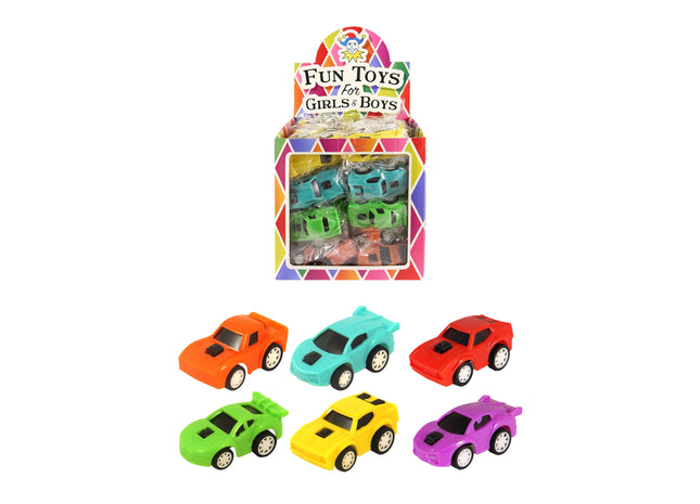 Rückziehautos, 6 cm, 4 Designs, 6 verschiedene Farben, Set TK Gruppe® Grosshandel 