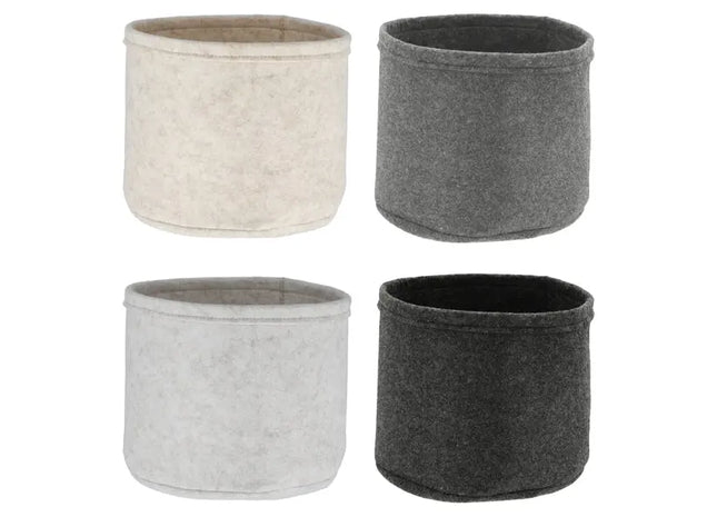 Runde Aufbewahrungskörbe aus Filz - 4er Set, ca. 24cm Durchmesser, Robuste & Vielseitige Organizer TK Gruppe® Grosshandel 
