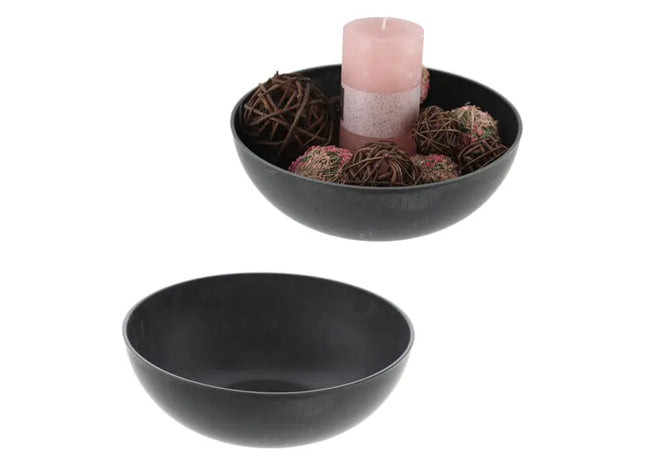 Runde Deko-Schale, mittelgroß, in Naturgrau, Durchmesser ca. 25cm TK Gruppe® Grosshandel 