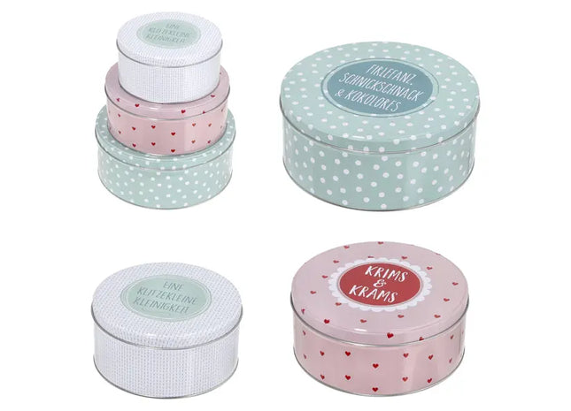 Runde Gebäckdose Krims Krams 3er Set - Keksdosen, Backaufbewahrung, Dekorative Dosen TK Gruppe® Grosshandel 