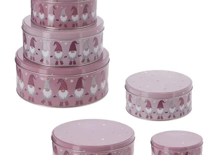 Runde Gebäckdosen Wichtel-Design - 3er Set, Rosa, Robuste & Spaßige Backbehälter, Leicht zu Reinigen TK Gruppe® Grosshandel 