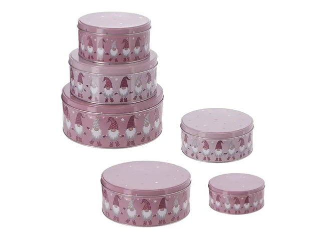 Runde Gebäckdosen Wichtel-Design - 3er Set, Rosa, Robuste & Spaßige Backbehälter, Leicht zu Reinigen TK Gruppe® Grosshandel 