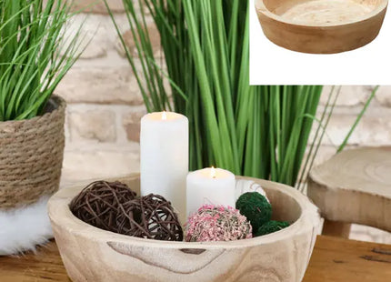 Runde Holz-Dekoschale, ca. 34cm Durchmesser – Rustikale Holzschale, Natürliche Tischdekoration TK Gruppe® Grosshandel 