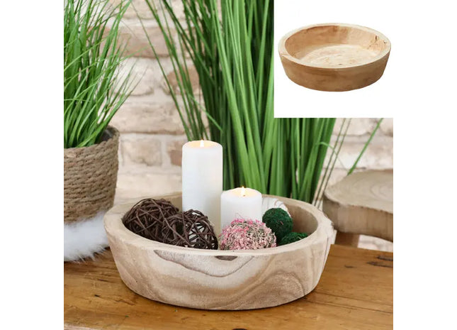 Runde Holz-Dekoschale, ca. 34cm Durchmesser – Rustikale Holzschale, Natürliche Tischdekoration TK Gruppe® Grosshandel 