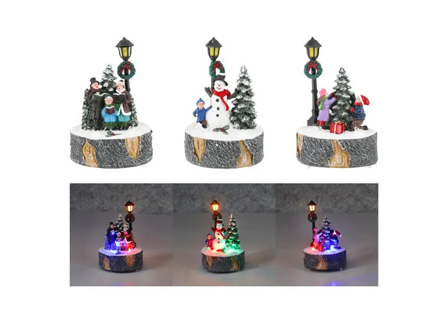 Runde LED-Winterlandschaften, 3er-Set, Festliche Deko, 9x13 cm TK Gruppe® Grosshandel 