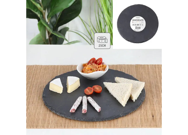 Runde Schiefer-Untersetzer, ca. 25 cm Durchmesser – Elegantes Tischzubehör TK Gruppe® Grosshandel 