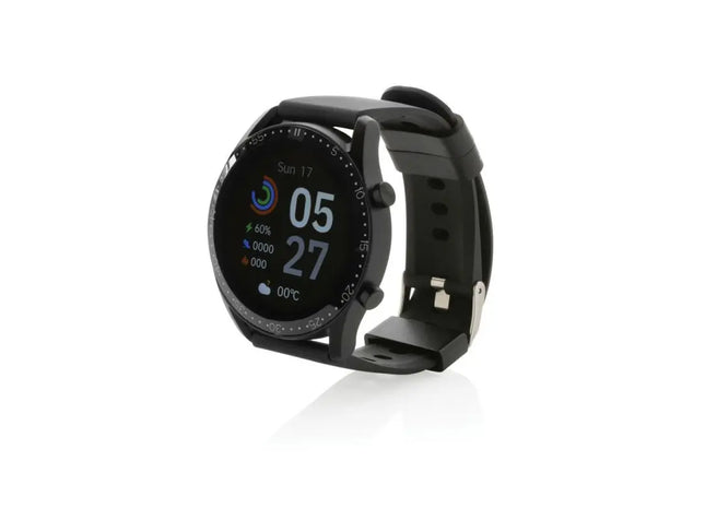 Runde Schwarze Fitness-Uhr aus RCS-zertifiziertem recyceltem TPU TK Gruppe® Grosshandel 