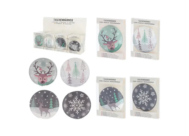 Runde Taschenheizkissen Winter, 4er-Set, ca. 9cm Durchmesser, tragbar, wiederverwendbar, handlich TK Gruppe® Grosshandel 