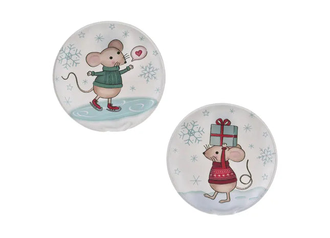 Runde Taschenheizkissen Wintermaus, 2er-Set, ca. 9cm Durchmesser, tragbar, wiederverwendbar TK Gruppe® Grosshandel 