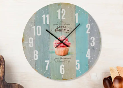 Runde Wanduhr Nostalgie Holz, Design 1, 45cm Durchmesser - Vintage Uhr TK Gruppe® Grosshandel 