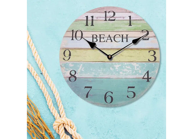 Runde Wanduhr Nostalgie Holz, Design 3, 45cm Durchmesser - Vintage Uhr TK Gruppe® Grosshandel 