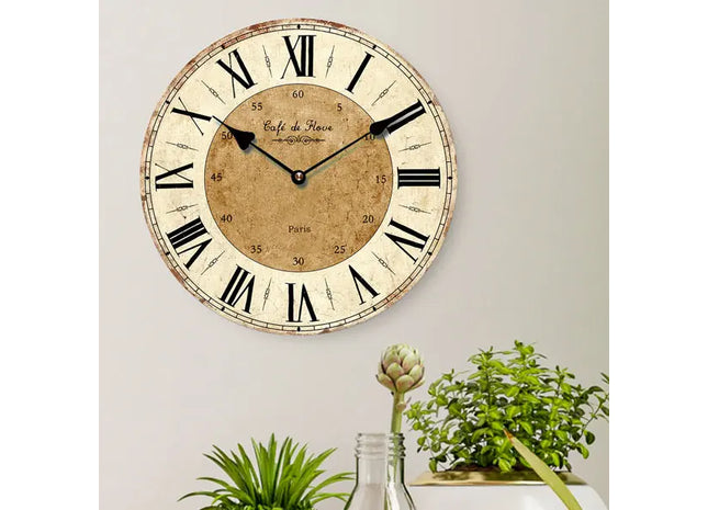 Runde Wanduhr Nostalgie Holz, Design 4, 45cm Durchmesser - Vintage Zeitmesser TK Gruppe® Grosshandel 