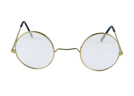 Runde goldfarbene Brille für Erwachsene mit klaren Gläsern | Elegante Designerbrille Gestel TK Gruppe® Grosshandel 