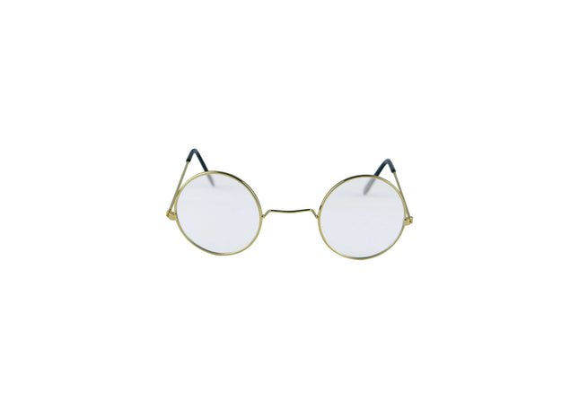 Runde goldfarbene Brille für Erwachsene mit klaren Gläsern | Elegante Designerbrille Gestel TK Gruppe® Grosshandel 