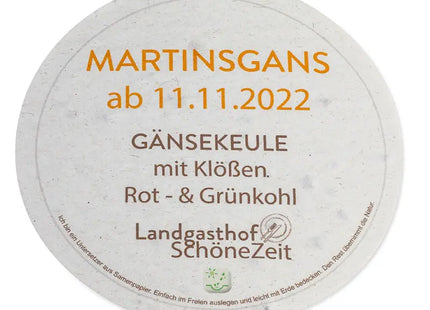 Runder Bierdeckel aus Samenpapier - Bedruckt & Pflanzbar TK Gruppe® Grosshandel 